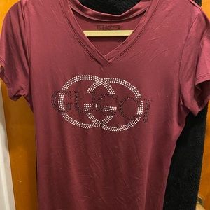Maroon Gucci shirt